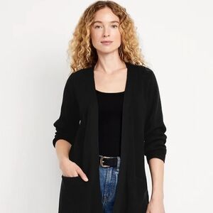 Black Open-Front Women’s Cardigan Sweater